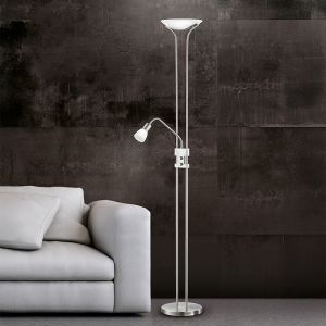Lampada da terra classica in nichel, Selin, 4,5W, 3000K LED, con interruttore