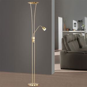 Lampada da terra classica in ottone, Stijn, 20W, 3000K LED, con interruttore