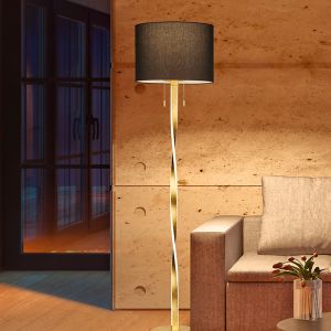Lampada da terra moderna dorata, Ramten, 7W, 3000K LED, con interruttore a strappo
