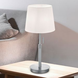 Lampada da tavolo classica in nichel, Niva, con interruttore a strappo