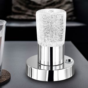 Lampada da tavolo classica cromata, Merle, 4,3W, 3000K LED, con interruttore