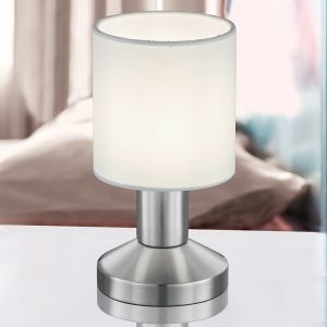 Lampada da tavolo in nichel metallo, Nordby, con interruttore