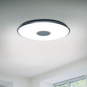 Plafoniera bianca metallo, Vibol, 45W, 3000K LED, con telecomando