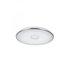 Plafoniera cromata in vetro, Yailee, 100W, bianco regolabile tra caldo e freddo LED, con telecomando