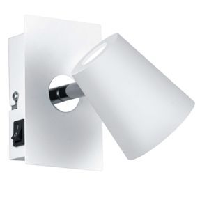Faretto da parete bianco in vetro, Laysha, 6W, 3000K LED, con interruttore