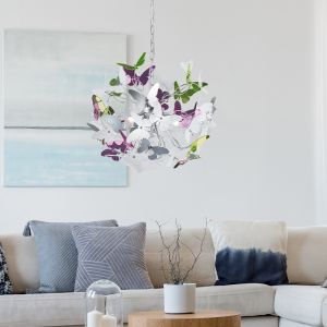 Lampada a sospensione design cromata, Butterfly