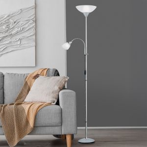 Lampada da terra grigia in plastica, Pieter, con interruttore