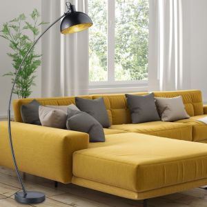 Lampada da terra moderna nera, Fiore, con interruttore