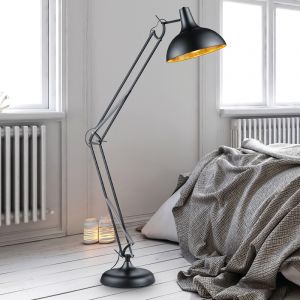 Lampada da terra moderna nera, Benoit, con interruttore