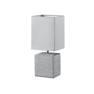 Lampada da tavolo in ceramica grigia, Karola, con interruttore