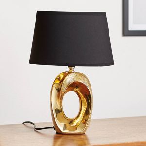 Lampada da tavolo in ceramica dorata, Moldrup, con interruttore