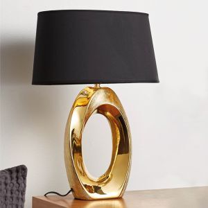 Lampada da tavolo in ceramica dorata, Moldrup, con interruttore