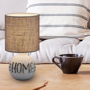 Lampada da tavolo in ceramica bianca, Mosh, con interruttore