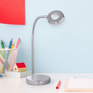 Lampada da scrivania moderna cromata, Daley, 4W, 3000K LED, con interruttore