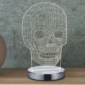 Lampada da tavolo design cromata, Berjan, 7W, bianco regolabile tra caldo e freddo LED, con interruttore