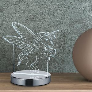 Lampada da tavolo per bambini design cromata, Berivan, 7W, bianco regolabile tra caldo e freddo LED, con interruttore