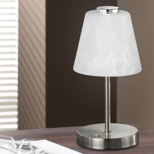 Lampada da tavolo moderna in nichel, Nakskov, 2,5W, 3000K LED, con interruttore