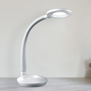 Lampada da scrivania bianca in plastica, Jesse, 3W, 3000K LED, controllo touch