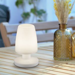 Lampada da tavolo da esterno moderna bianca, Maruf, 1,5W, 3000K LED, IP44, con interruttore
