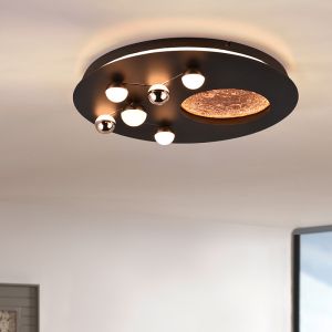 Plafoniera moderna nera, Gilberto, 42W, bianco regolabile tra caldo e freddo LED, dimmer in 3 fasi