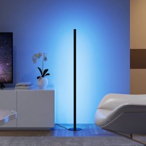 Lampada da terra moderna nera, Giliam, 11W, RGB LED, con telecomando