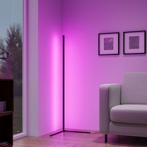 Lampada da terra moderna nera, Erdal, 10W, RGB LED, con telecomando