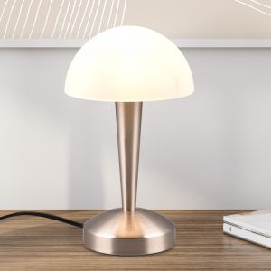 Lampada da tavolo moderna in nichel, Delila, controllo touch