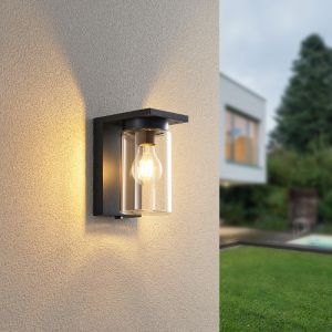 Applique da esterno con sensore crepuscolare moderna nera, Yves, IP44