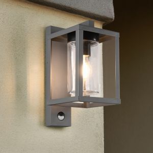 Applique da esterno con sensore di movimento moderna antracite, Reini, IP44