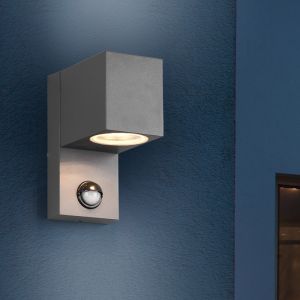 Applique da esterno con sensore di movimento moderna antracite, Laurien, IP44