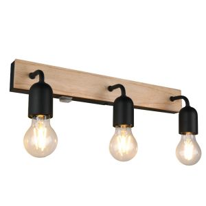 Applique per bagno rustica nera, Ahsen, IP44, con interruttore