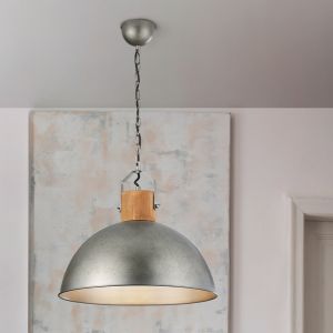 Lampada a sospensione semisfera vintage in nichel, Amarey