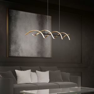 Lampada a sospensione per tavolo da pranzo design in ottone, Sylvian, 45W, bianco regolabile tra caldo e freddo LED, dimmer in 3 fasi