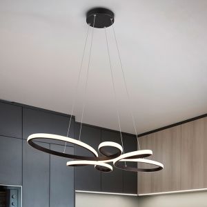 Lampada a sospensione per tavolo da pranzo design nera, Vikash, 32W, 3000K LED, dimmer in 3 fasi