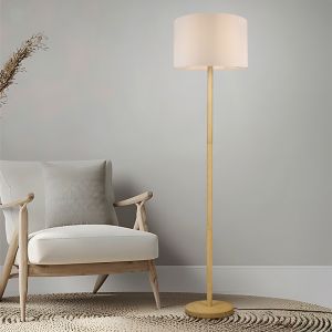 Lampada da terra in legno, Caya, con interruttore