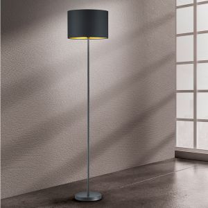 Lampada da terra moderna nera, Jeany, con interruttore