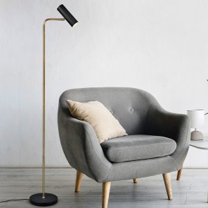 Lampada da terra moderna in ottone, Kaso, con interruttore