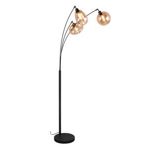 Lampada da terra design ambrata, Sybren, con interruttore
