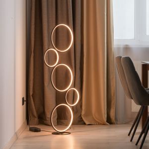 Lampada da terra moderna nera, Robon, 36W, 3000K LED, con interruttore