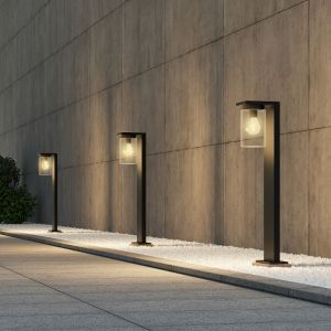 Lampione da giardino con sensore crepuscolare moderno nero, Yves, IP44