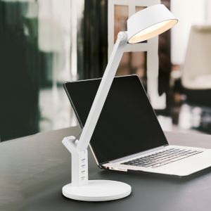 Lampada da scrivania moderna bianca, Lindi, 5W, bianco regolabile tra caldo e freddo LED, controllo touch