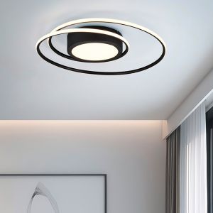 Plafoniera moderna nera, Elysa, 56W, bianco regolabile tra caldo e freddo LED, con telecomando