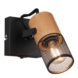 Faretto da parete vintage nero, Jessica, con interruttore