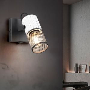 Faretto da parete vintage nero, Marjet, con interruttore