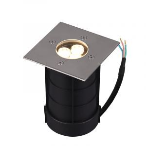 Faretto da esterno a pavimento moderno in nichel, Jabari, 3W, 3000K LED, IP65