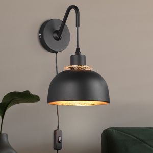Applique da parete industriale nera, Sylvano, con interruttore
