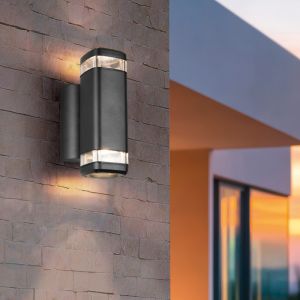 Lampada da parete up down moderna nera, Poonam, IP44