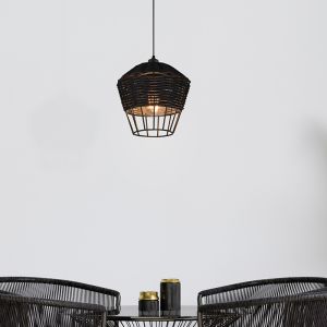 Lampada a sospensione in rattan nera, Mirne