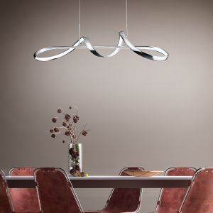 Lampada a sospensione design cromata, Renso, 37W, 4000K LED, dimmer in 3 fasi