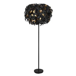 Lampada da terra retrò nera, Urwa, con interruttore